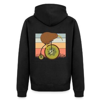 Kiwi Lover Animal Wortspiel Neuseeland Kiwi Vogel - Unisex Premium Bio Zip Hoodie - Schwarz - Hinten - Nico (187cm)