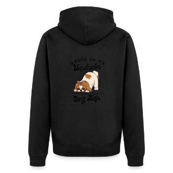 Basierend auf meiner Garderobe ist meine Lieblingsfarbe Hund - Unisex Premium Bio Zip Hoodie - Schwarz - Hinten - Nico (187cm)
