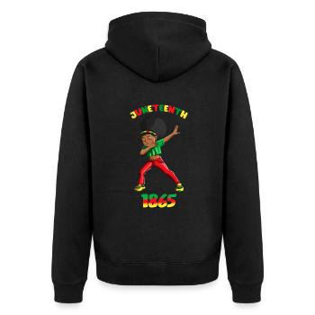International Women's Day Juneteenth Black Girl makes Dab dance - Unisex Premium Organic Zip Hoodie - black - Back - Nico (187cm)