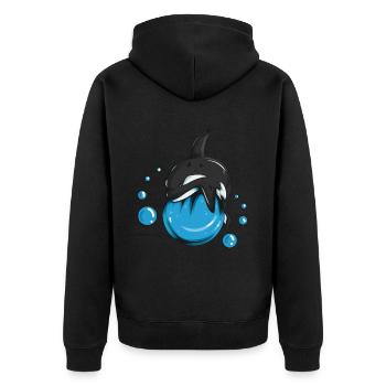 Jeu de baignade Motif baleine Mer Océan Amoureux des baleines - Veste à capuche bio Premium Unisexe - noir - Dos - Nico (187cm)