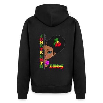 Brave Women Black Girl Juneteenth 1865 Fête des mères - Veste à capuche bio Premium Unisexe - noir - Dos - Nico (187cm)