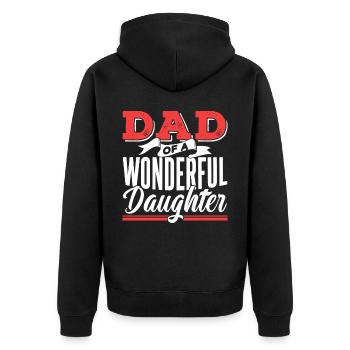 Père d’une merveilleuse fille Papa Proverbes Papa - Veste à capuche bio Premium Unisexe - noir - Dos - Nico (187cm)