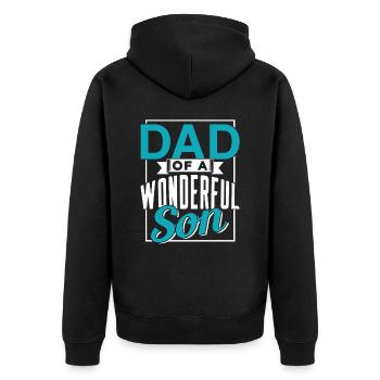 Vater Eines Wunderbaren Sohnes Sprüche Papa Papi - Unisex Premium Bio Zip Hoodie - Schwarz - Hinten - Nico (187cm)