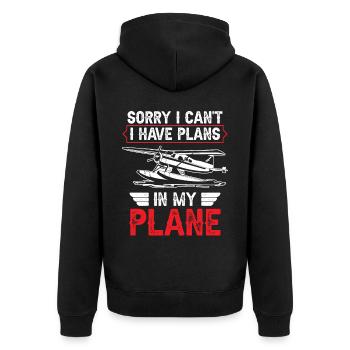 Je ne peux pas avoir de plans dans mon avion - Veste à capuche bio Premium Unisexe - noir - Dos - Nico (187cm)