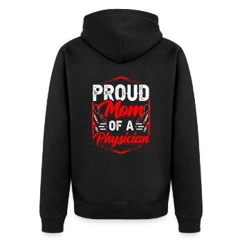 Stolze Mutter Eines Arztes Arzt Mediziner Doktor - Unisex Premium Bio Zip Hoodie - Schwarz - Hinten - Nico (187cm)