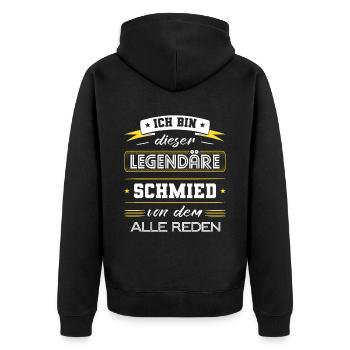 Ich Bin Dieser Legendäre Schmied Geschenk - Unisex Premium Bio Zip Hoodie - Schwarz - Hinten - Nico (187cm)