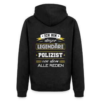 Ich Bin Dieser Legendäre Polizist Geschenk - Unisex Premium Bio Zip Hoodie - Schwarz - Hinten - Nico (187cm)