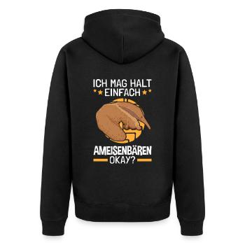 Ich mag einfach Ameisenbären Ameisenfresser - Unisex Premium Bio Zip Hoodie - Schwarz - Hinten - Nico (187cm)