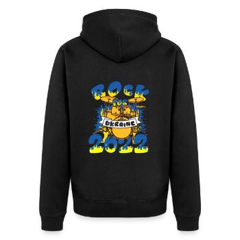 Rock For Ukraine 2022 Instrument de batterie - Veste à capuche bio Premium Unisexe - noir - Dos - Nico (187cm)