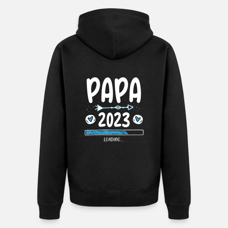 Papa 2023 Loading - Unisex Premium Organic Zip Hoodie - black