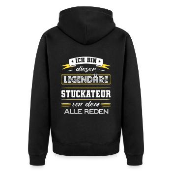 Ich Bin Dieser Legendäre Stuckateur Geschenk - Unisex Premium Bio Zip Hoodie - Schwarz - Hinten - Nico (187cm)
