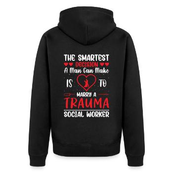Trauma Travailleur social Profession Emploi Santé mentale - Veste à capuche bio Premium Unisexe - noir - Dos - Nico (187cm)