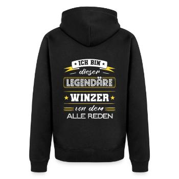 Ich Bin Dieser Legendäre Winzer Geschenk - Unisex Premium Bio Zip Hoodie - Schwarz - Hinten - Nico (187cm)