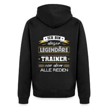 Ich Bin Dieser Legendäre Trainer Geschenk - Unisex Premium Bio Zip Hoodie - Schwarz - Hinten - Nico (187cm)