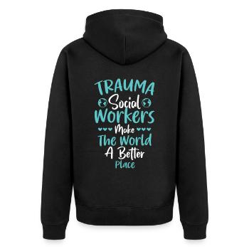 Trauma Travailleur social Profession Emploi Santé mentale - Veste à capuche bio Premium Unisexe - noir - Dos - Nico (187cm)