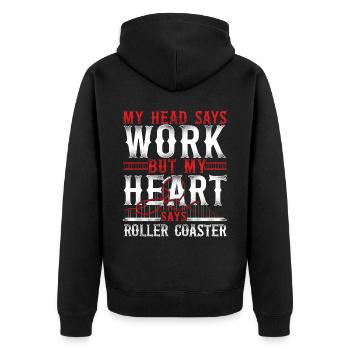 Roller Coaster Vintage My Head - Unisex Premium Bio Zip Hoodie - Schwarz - Hinten - Nico (187cm)