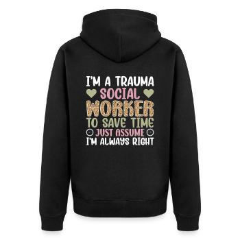 Trauma Travailleur social Profession Emploi Santé mentale - Veste à capuche bio Premium Unisexe - noir - Dos - Nico (187cm)