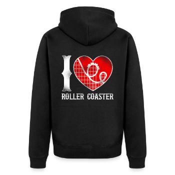 Roller Coaster Heart Vintage I - Unisex Premium Bio Zip Hoodie - Schwarz - Hinten - Nico (187cm)