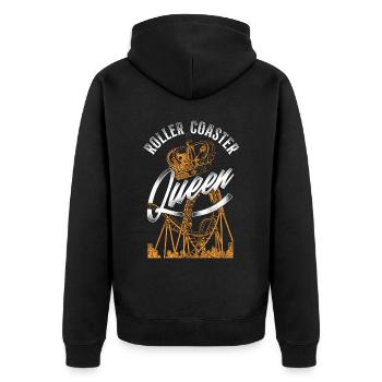 Roller Coaster Vintage Crown - Unisex Premium Organic Zip Hoodie - black - Back - Nico (187cm)