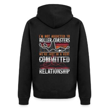 Roller Coaster Vintage Retro I'm - Unisex Premium Bio Zip Hoodie - Schwarz - Hinten - Nico (187cm)