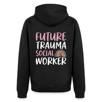 Future Trauma Social Worker Job Mental Health - Unisex Premium Organic Zip Hoodie - black - Back - Nico (187cm)