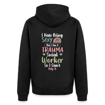 Trauma Travailleur social Profession Emploi Santé mentale - Veste à capuche bio Premium Unisexe - noir - Dos - Nico (187cm)