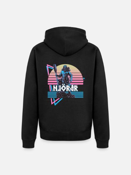 Njord Njordr Nordisk Gud Nordisk Mytologi - Premium økologisk unisex-hættejakke - sort