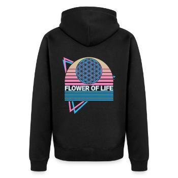 Fleur de Vie Symbole Géométrie Sacrée Heidentu - Veste à capuche bio Premium Unisexe - noir - Dos - Nico (187cm)