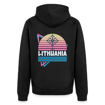 Lituanie Mythologie nordique Rétro - Veste à capuche bio Premium Unisexe - noir - Dos - Nico (187cm)