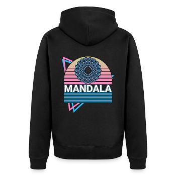 Mandala Heilige Geometrie Prana - Unisex Premium Bio Zip Hoodie - Schwarz - Hinten - Nico (187cm)