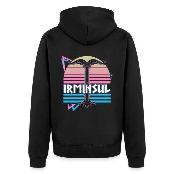 Irminsul Wikinger Nordische Mythologie Germanische - Unisex Premium Bio Zip Hoodie - Schwarz - Hinten - Nico (187cm)