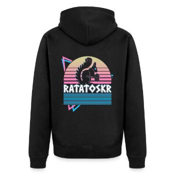Ratatoskr Squirrel Norse Mythology Retro - Unisex Premium Organic Zip Hoodie - black - Back - Nico (187cm)