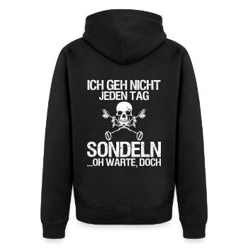 Sondeln Ausflug Sondengänger Geschenkidee - Unisex Premium Bio Zip Hoodie - Schwarz - Hinten - Nico (187cm)