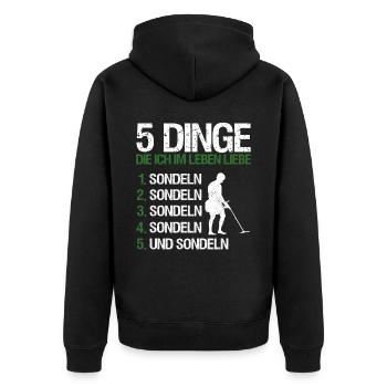 Sondeln Ausflug Sondengänger Geschenkidee - Unisex Premium Bio Zip Hoodie - Schwarz - Hinten - Nico (187cm)