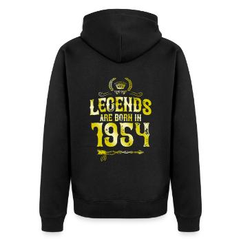 1954 legends born in - Unisex Premium Organic Zip Hoodie - black - Back - Nico (187cm)