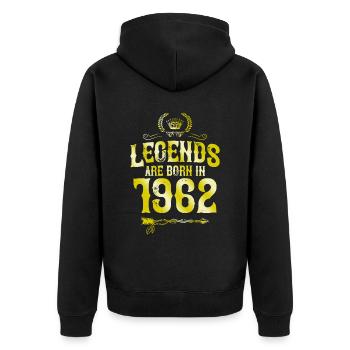 1962 legends born in - Unisex Premium Organic Zip Hoodie - black - Back - Nico (187cm)