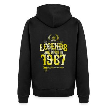 1967 legends born in - Unisex Premium Organic Zip Hoodie - black - Back - Nico (187cm)