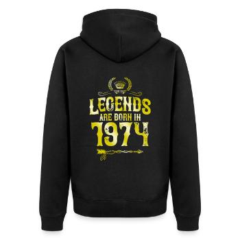 1974 legends born in - Unisex Premium Bio Zip Hoodie - Schwarz - Hinten - Nico (187cm)