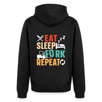 Forklift Driver Forklift Cool Forklift Gift - Unisex Premium Organic Zip Hoodie - black - Back - Nico (187cm)