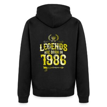 1986 legends born in - Unisex Premium Organic Zip Hoodie - black - Back - Nico (187cm)