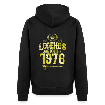 1976 legends born in - Unisex Premium Organic Zip Hoodie - black - Back - Nico (187cm)