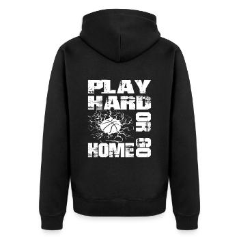 Jouez dur ou rentrez chez vous - Amateur de basketball - Veste à capuche bio Premium Unisexe - noir - Dos - Nico (187cm)
