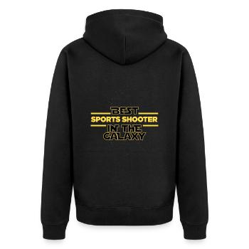 Best Sports shooter in the galaxy shooting club - Unisex Premium Bio Zip Hoodie - Schwarz - Hinten - Nico (187cm)