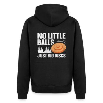 No Little Balls Just Big Discs Fun Disc Golf - Unisex Premium Organic Zip Hoodie - black - Back - Nico (187cm)