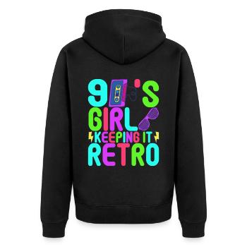 90s Party 90s - Unisex Premium Organic Zip Hoodie - black - Back - Nico (187cm)