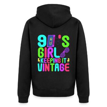 90s Party 90s - Unisex Premium Organic Zip Hoodie - black - Back - Nico (187cm)