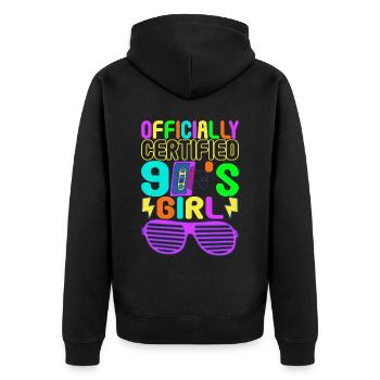 90s Party 90s - Unisex Premium Organic Zip Hoodie - black - Back - Nico (187cm)