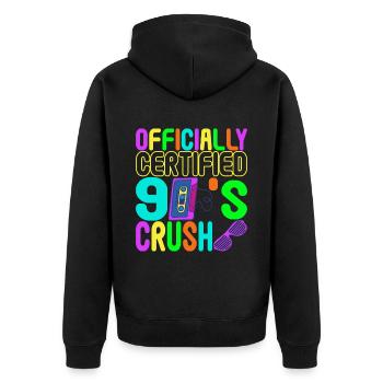 90s Party 90s - Unisex Premium Organic Zip Hoodie - black - Back - Nico (187cm)