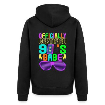 90s Party 90s - Unisex Premium Organic Zip Hoodie - black - Back - Nico (187cm)