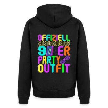 90s Party 90s - Unisex Premium Organic Zip Hoodie - black - Back - Nico (187cm)